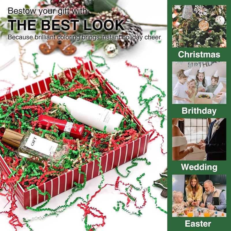 Corlcol 1LB Crinkle Cut Paper Shred Filler for Gift Box Bag and Basket On Holidays (Christmas color) - Image 5